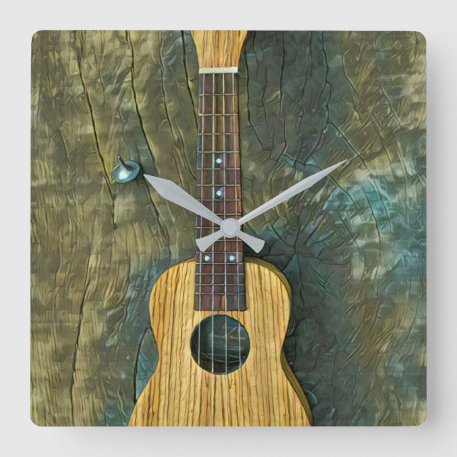 Reloj Cuadrado Obra de guitarra vintage (Anverso)
