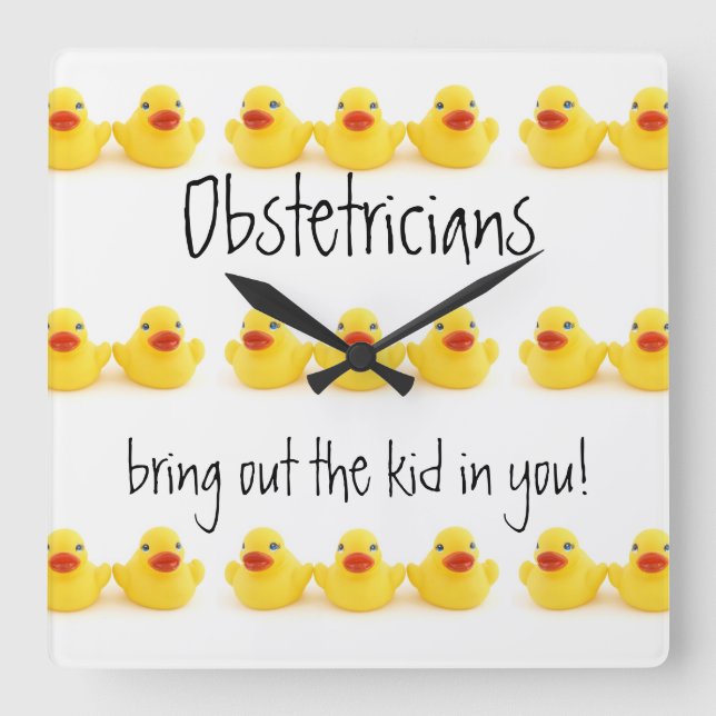 Reloj Cuadrado Obstetricistas Yellow Rubber Ducks Trigo (Anverso)