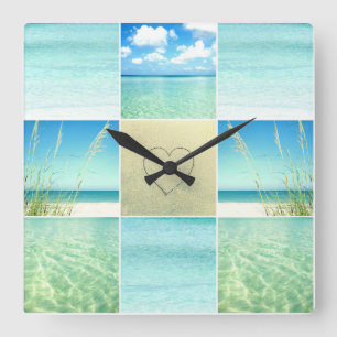 Reloj Cuadrado Ocean Beach Collage Wall Clock