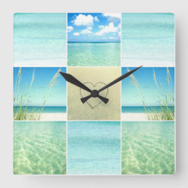 Reloj Cuadrado Ocean Beach Collage Wall Clock