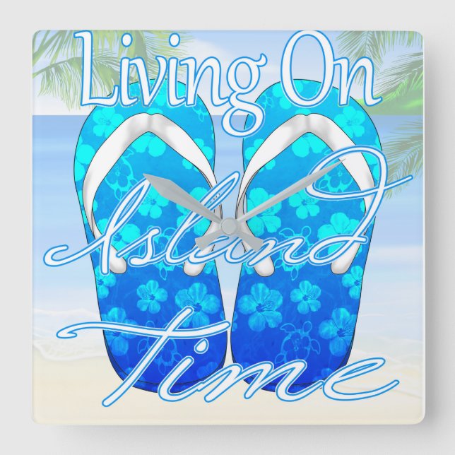 Reloj Cuadrado Ocean Blue Island Time (Anverso)