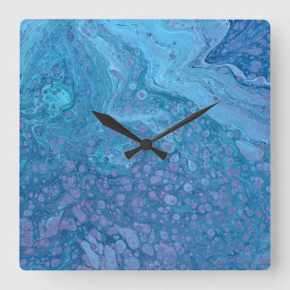 Reloj Cuadrado Ocean Breeze 3 Blue Purple Abstract Wall Clock