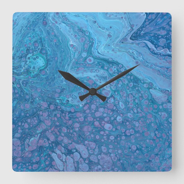 Reloj Cuadrado Ocean Breeze 3 Blue Purple Abstract Wall Clock (Anverso)