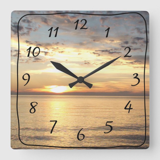Reloj Cuadrado Ocean Sunset Square Wall Clock (Anverso)