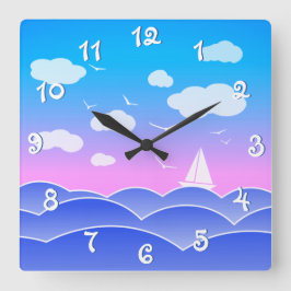 Reloj Cuadrado Océano azul marino de bonito paisaje marino