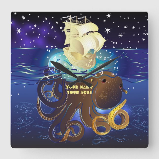 Reloj Cuadrado Octopus Enorme y Caravella (Anverso)