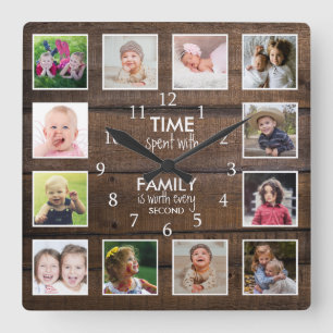 Reloj Cuadrado Oferta de familia de plantillas de fotografía de 1