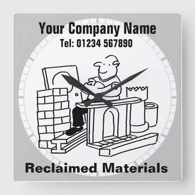 Reloj Cuadrado Oficina de materiales recuperados (Anverso)