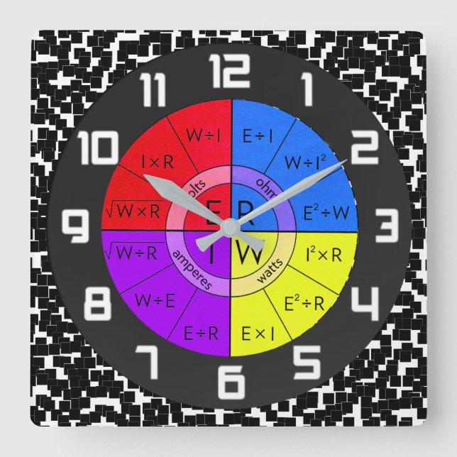 RELOJ CUADRADO OHM'S LAW (Anverso)