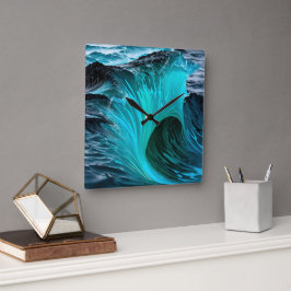 Reloj Cuadrado Ola Tiburón Azul