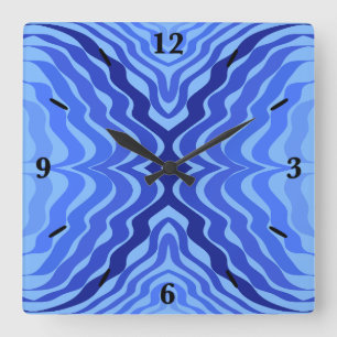 Reloj Cuadrado Olas Azules Reflectantes Arte Abstracto Moderno de