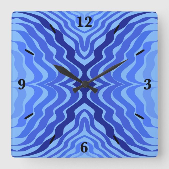 Reloj Cuadrado Olas Azules Reflectantes Arte Abstracto Moderno de (Anverso)