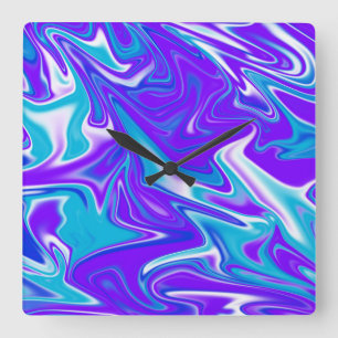 Reloj Cuadrado "Olas celestes: la Mármol azul blanco y púrpura