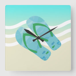 Reloj Cuadrado Olas de playa de verano azules y verdes