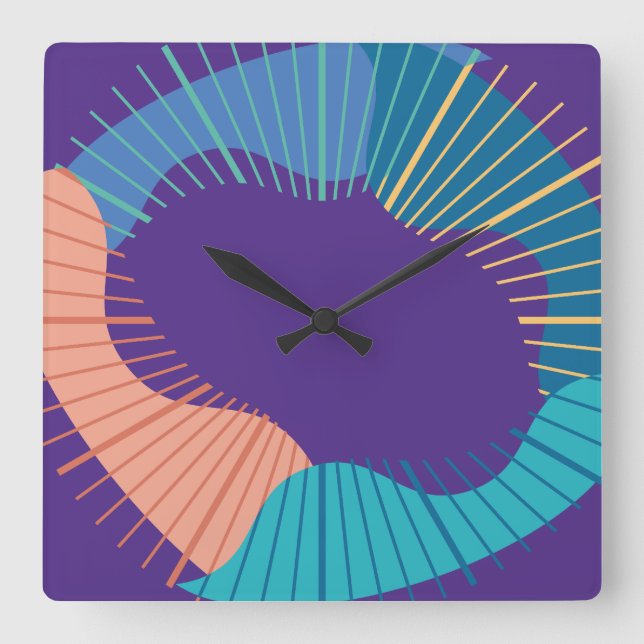 Reloj Cuadrado OLAS OVALES Y LINEAS  by Masanser Pixelat (Anverso)