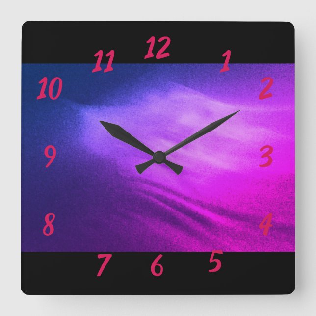 Reloj Cuadrado Olas púrpuras (Anverso)
