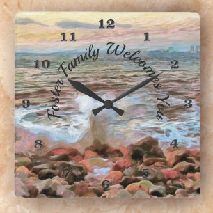 Reloj Cuadrado Olas rocosas 0742