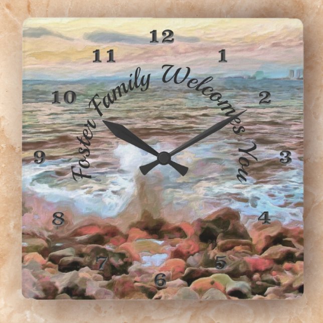 Reloj Cuadrado Olas rocosas 0742 (Subido por el creador)
