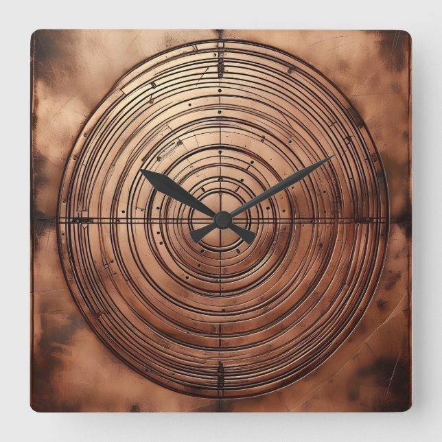 Reloj Cuadrado old copper circular grooves (Anverso)