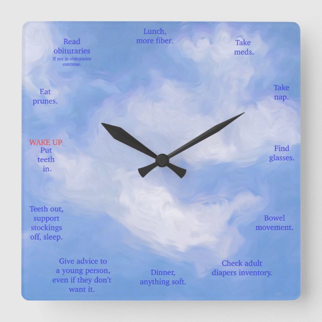 Reloj Cuadrado Old Peoples Wall Clock (Anverso)