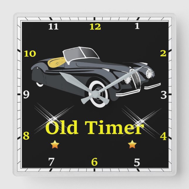Reloj Cuadrado Old Timer Jaguar Wall Clock (Anverso)