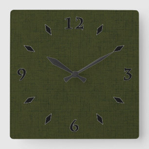Reloj Cuadrado Oliva oscura texturada