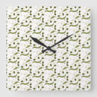 Olive Branch and Leaves Seamless Pattern