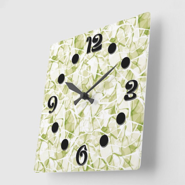 Reloj Cuadrado olive-white abstract fashionable modern pattern    (Ángulo)