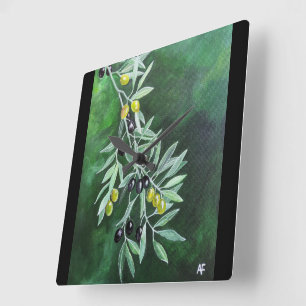 Reloj Cuadrado Olivos en el Crepúsculo de Noviembre Pintura de Al
