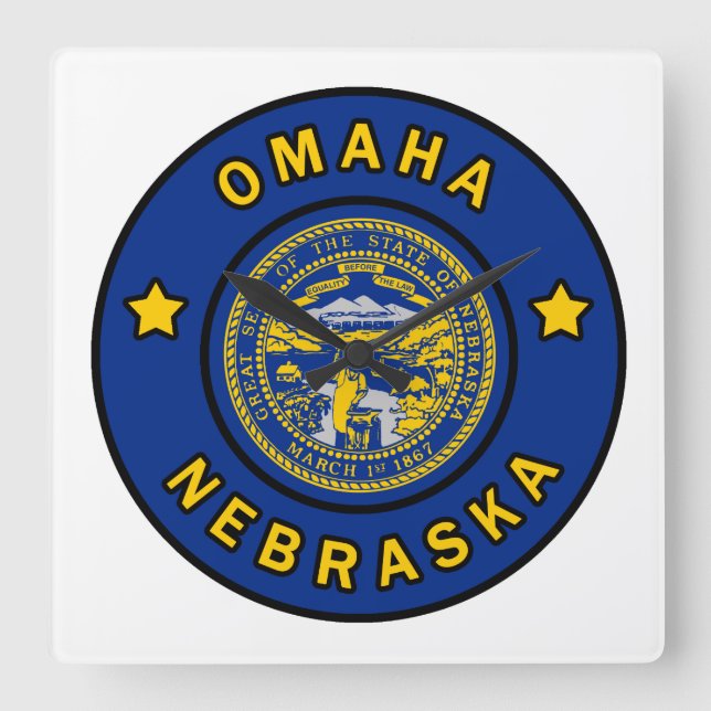 Reloj Cuadrado Omaha Nebraska (Anverso)