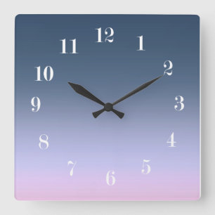 Reloj Cuadrado Ombre rosa azul.