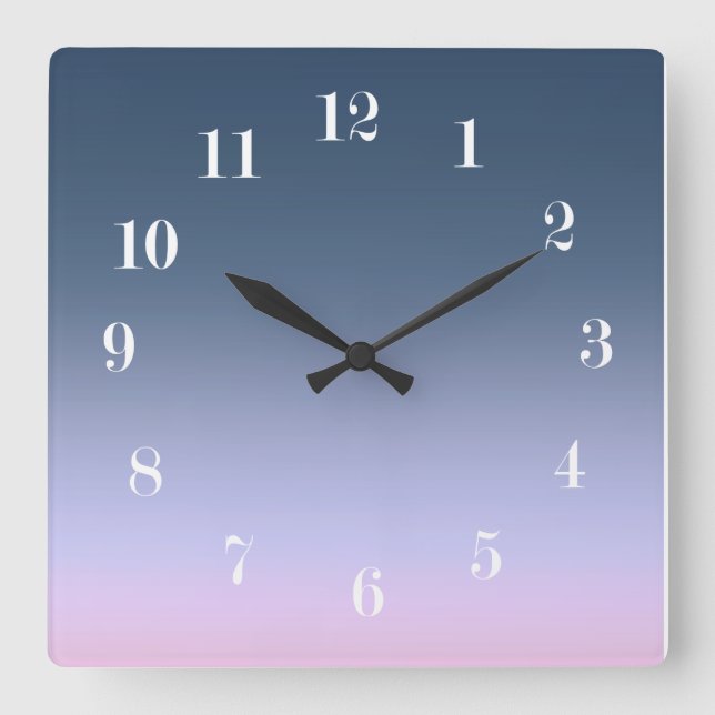 Reloj Cuadrado Ombre rosa azul. (Anverso)