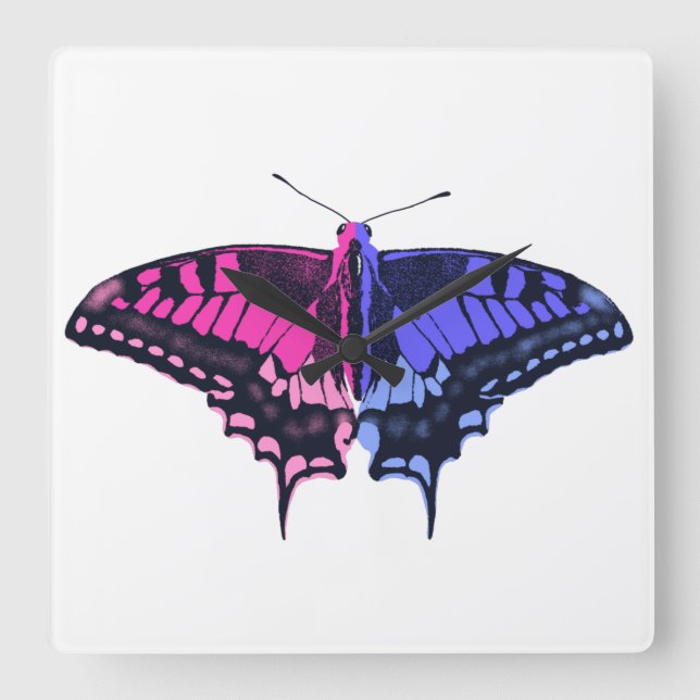 Reloj Cuadrado Omnisexual Pride Flag Swallowtail Butterfly (Anverso)