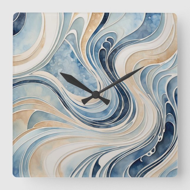 Reloj Cuadrado Ondas abstractas (Anverso)
