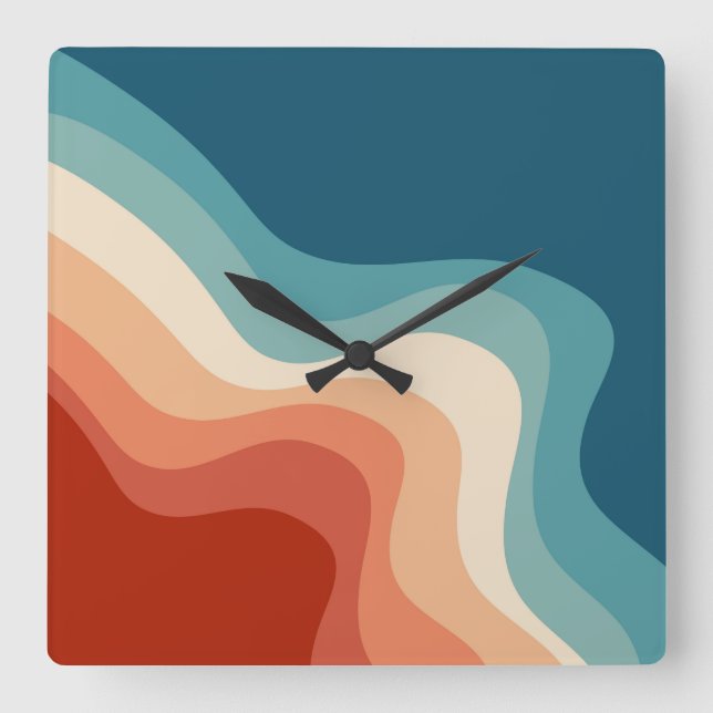 Reloj Cuadrado Ondas de estilo retro (Anverso)