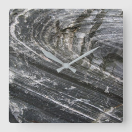 Reloj Cuadrado Ondas grisáceas decorativas geológicas sin dígitos