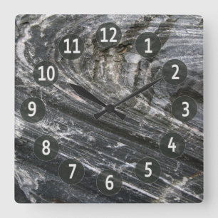 Reloj Cuadrado Ondas grises decorativas geológicas con dígitos