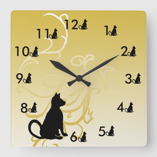 Reloj Cuadrado One Kitty Two Kitty Cat Clock Pets Gifts (Anverso)