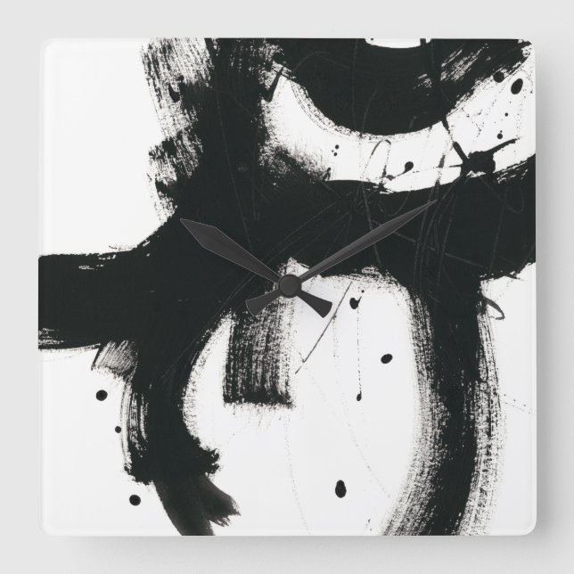 Reloj Cuadrado Onyx Gesture - Black Paint Strokes (Anverso)