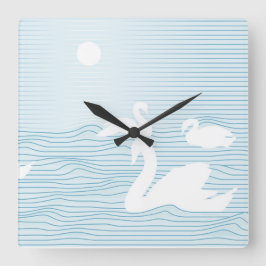 Reloj Cuadrado OP Art Blue Swan Drin Mug