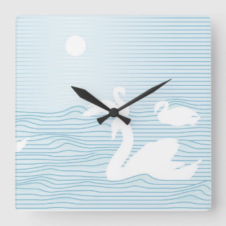 Reloj Cuadrado OP Art Blue Swan Drin Mug