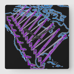 RELOJ CUADRADO OPERADOR DE LA GRÁFICA US MAP NEON LOOK CRAWLER CR