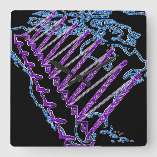 RELOJ CUADRADO OPERADOR DE LA GRÁFICA US MAP NEON LOOK CRAWLER CR (Anverso)