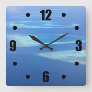 Reloj Cuadrado Opinión aérea del vintage de Maldivas del océano