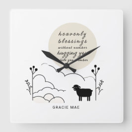 Reloj Cuadrado Oración de bendiciones celestiales | Colores neutr