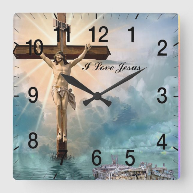 Reloj Cuadrado Oración de Jesús Cristiano (Anverso)