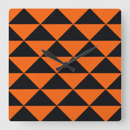 Reloj Cuadrado Orange and Black Triangles