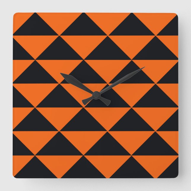 Reloj Cuadrado Orange and Black Triangles (Anverso)