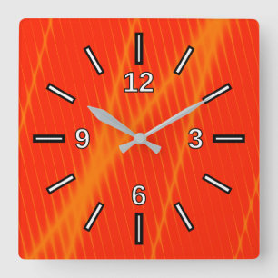 Reloj Cuadrado Orange Laser Beam Look Lines on a Red Background