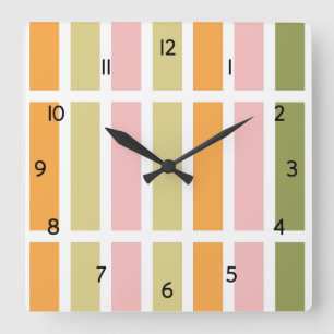 Reloj Cuadrado Orange Pink Green Tan Hues